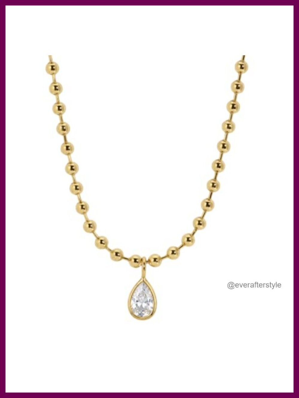18k Gold Finish Teardrop Pendant Necklace, Pear CZ, Layering Jewelry